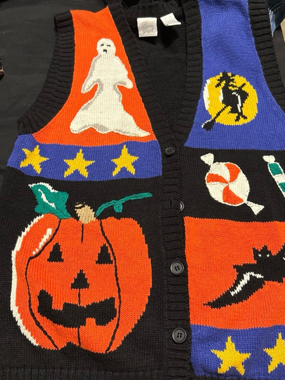 Laura Gayle halloween vintage sweater vest cardigan. Size L